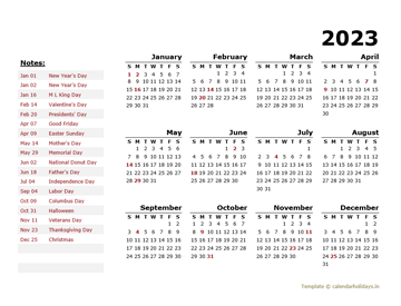Yearly At A Glance Planner
